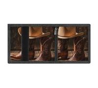 LYDSKGEQ Cowboy Hat Western Boots Slim Rfid Blocking Trifold Wallet for Men Minimalist Front Zipper Pocket 8 Card Slots 1 Id Window & Key Hook Lightweight Credit Card Holder for Work Traveling