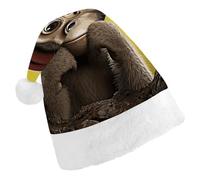 LYDSKGEQ Curious Monkey Christmas Hats for Adults Santa Hat Double Layer Comfort & Plush Brim for New Year Festive Holiday Party