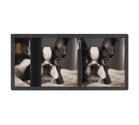LYDSKGEQ Cute Boston Terrier Slim Rfid Blocking Trifold Wallet for Men Minimalist Front Zipper Pocket 8 Card Slots 1 Id Window & Key Hook Lightweight Credit Card Holder for Work Traveling