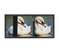 LYDSKGEQ Cute Little Swan Slim Rfid Blocking Trifold Wallet for Men Minimalist Front Zipper Pocket 8 Card Slots 1 Id Window & Key Hook Lightweight Credit Card Holder for Work Traveling