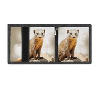 LYDSKGEQ Cute Meerkat Slim Rfid Blocking Trifold Wallet for Men Minimalist Front Zipper Pocket 8 Card Slots 1 Id Window & Key Hook Lightweight Credit Card Holder for Work Traveling