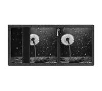 LYDSKGEQ Dandelion Black And White Slim Rfid Blocking Trifold Wallet for Men Minimalist Front Zipper Pocket 8 Card Slots 1 Id Window & Key Hook Lightweight Credit Card Holder for Work Traveling