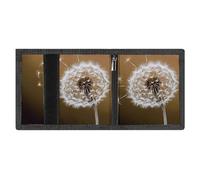 LYDSKGEQ Dandelion Blossom Slim Rfid Blocking Trifold Wallet for Men Minimalist Front Zipper Pocket 8 Card Slots 1 Id Window & Key Hook Lightweight Credit Card Holder for Work Traveling