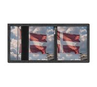 LYDSKGEQ Denmark Danish Flag Slim Rfid Blocking Trifold Wallet for Men Minimalist Front Zipper Pocket 8 Card Slots 1 Id Window & Key Hook Lightweight Credit Card Holder for Work Traveling