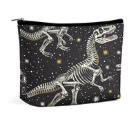 LYDSKGEQ Dinosaur Skeleton Makeup Bag Wide-Open Travel Bag Organizer for Toiletry Make Up Cosmetic Waterproof Portable Zipper Pouch Purse Lightweight Small Makeupbag Gift for Women Girl
