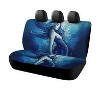 LYDSKGEQ Dog Blue Mermaid Car Seat Cover Scratchproof Rear Seat Protector Waterproof & Easy Install Universal Fit Back Seat Covers for Suvs Trucks Sedans Vans Automotive Interior Accessories