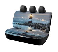LYDSKGEQ Dog Sea Lighthouse Car Seat Cover Scratchproof Rear Seat Protector Waterproof & Easy Install Universal Fit Back Seat Covers for Suvs Trucks Sedans Vans Automotive Interior Accessories