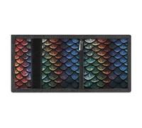 LYDSKGEQ Dragon Scale Slim Rfid Blocking Trifold Wallet for Men Minimalist Front Zipper Pocket 8 Card Slots 1 Id Window & Key Hook Lightweight Credit Card Holder for Work Traveling