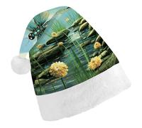 LYDSKGEQ Dragonflies in Flight Christmas Hats for Adults Santa Hat Double Layer Comfort & Plush Brim for New Year Festive Holiday Party