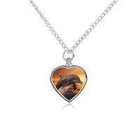 LYDSKGEQ Dusk Dolphin Urn Necklaces for Ashes Personalized Human Pet Cremation Jewelry Customized Keepsake Locket Pendant with Filling Kit Memorial Gift for Dog Cat Lover Women Men(Heart)