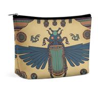 LYDSKGEQ Egyptian Scarab Makeup Bag Wide-Open Travel Bag Organizer for Toiletry Make Up Cosmetic Waterproof Portable Zipper Pouch Purse Lightweight Small Makeupbag Gift for Women Girl