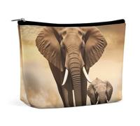 LYDSKGEQ Elephant Makeup Bag Wide-Open Travel Bag Organizer for Toiletry Make Up Cosmetic Waterproof Portable Zipper Pouch Purse Lightweight Small Makeupbag Gift for Women Girl