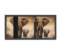 LYDSKGEQ Elephant Slim Rfid Blocking Trifold Wallet for Men Minimalist Front Zipper Pocket 8 Card Slots 1 Id Window & Key Hook Lightweight Credit Card Holder for Work Traveling