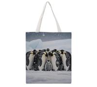LYDSKGEQ Emperor Penguin Huddle Tote Bags Heavy Duty Cotton Canvas Shopping Bags with Handles 16x15 Reusable Grocery Bag for Women Men Travel Beach Picnic Office Market Beach Carry-All