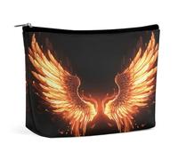 LYDSKGEQ Fire Angle Wings Makeup Bag Wide-Open Travel Bag Organizer for Toiletry Make Up Cosmetic Waterproof Portable Zipper Pouch Purse Lightweight Small Makeupbag Gift for Women Girl
