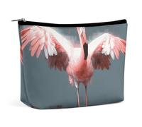 LYDSKGEQ Flamingo Pattern Makeup Bag Wide-Open Travel Bag Organizer for Toiletry Make Up Cosmetic Waterproof Portable Zipper Pouch Purse Lightweight Small Makeupbag Gift for Women Girl
