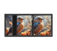LYDSKGEQ Flowers And Birds Slim Rfid Blocking Trifold Wallet for Men Minimalist Front Zipper Pocket 8 Card Slots 1 Id Window & Key Hook Lightweight Credit Card Holder for Work Traveling
