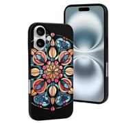 LYDSKGEQ for iPhone 16/Pro Case Soft TPU Shockproof Art Deco Glass Protective Phone Cover Cute Cell Phone Case Slim Fit Phonecase for Women Men (Black)