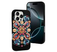 LYDSKGEQ for iPhone 16/Pro Case Soft TPU Shockproof Art Deco Glass Protective Phone Cover Cute Cell Phone Case Slim Fit Phonecase for Women Men (Black)