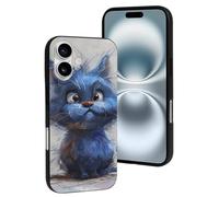 LYDSKGEQ for iPhone 16/Pro Case Soft TPU Shockproof Cartoon Blue Cat Protective Phone Cover Cute Cell Phone Case Slim Fit Phonecase for Women Men (Black)