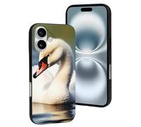 LYDSKGEQ for iPhone 16/Pro Case Soft TPU Shockproof Cute Little Swan Protective Phone Cover Cute Cell Phone Case Slim Fit Phonecase for Women Men (Black)
