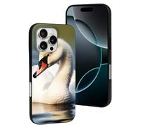 LYDSKGEQ for iPhone 16/Pro Case Soft TPU Shockproof Cute Little Swan Protective Phone Cover Cute Cell Phone Case Slim Fit Phonecase for Women Men (Black)