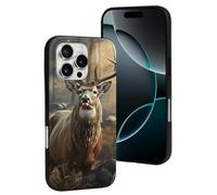 LYDSKGEQ for iPhone 16/Pro Case Soft TPU Shockproof Deer Hunting Season Protective Phone Cover Cute Cell Phone Case Slim Fit Phonecase for Women Men (Black)