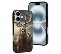 LYDSKGEQ for iPhone 16/Pro Case Soft TPU Shockproof Deer Hunting Season Protective Phone Cover Cute Cell Phone Case Slim Fit Phonecase for Women Men (Black)