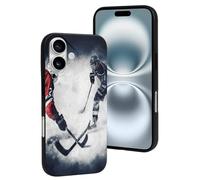 LYDSKGEQ for iPhone 16/Pro Case Soft TPU Shockproof Ice Hockey Art Protective Phone Cover Cute Cell Phone Case Slim Fit Phonecase for Women Men (Black)