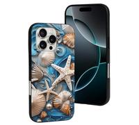 LYDSKGEQ for iPhone 16/Pro Case Soft TPU Shockproof Ocean Shell Art Protective Phone Cover Cute Cell Phone Case Slim Fit Phonecase for Women Men (Black)