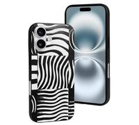 LYDSKGEQ for iPhone 16/Pro Case Soft TPU Shockproof Op Art Squares Protective Phone Cover Cute Cell Phone Case Slim Fit Phonecase for Women Men (Black)