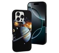 LYDSKGEQ for iPhone 16/Pro Case Soft TPU Shockproof Planet Jupiter Protective Phone Cover Cute Cell Phone Case Slim Fit Phonecase for Women Men (Black)