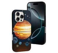 LYDSKGEQ for iPhone 16/Pro Case Soft TPU Shockproof Solar System Planet Protective Phone Cover Cute Cell Phone Case Slim Fit Phonecase for Women Men (Black)