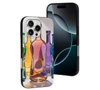 LYDSKGEQ for iPhone 16/Pro Case Soft TPU Shockproof Wine Bottle Art Protective Phone Cover Cute Cell Phone Case Slim Fit Phonecase for Women Men (Black)