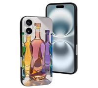 LYDSKGEQ for iPhone 16/Pro Case Soft TPU Shockproof Wine Bottle Art Protective Phone Cover Cute Cell Phone Case Slim Fit Phonecase for Women Men (Black)