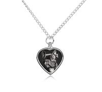 LYDSKGEQ French Bulldog Urn Necklaces for Ashes Personalized Human Pet Cremation Jewelry Customized Keepsake Locket Pendant with Filling Kit Memorial Gift for Dog Cat Lover Women Men(Heart)