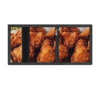 LYDSKGEQ Fried Chicken Nuggets Slim Rfid Blocking Trifold Wallet for Men Minimalist Front Zipper Pocket 8 Card Slots 1 Id Window & Key Hook Lightweight Credit Card Holder for Work Traveling