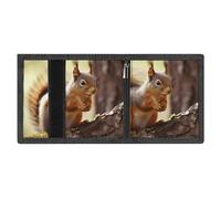 LYDSKGEQ Funny Squirrel Slim Rfid Blocking Trifold Wallet for Men Minimalist Front Zipper Pocket 8 Card Slots 1 Id Window & Key Hook Lightweight Credit Card Holder for Work Traveling