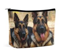 LYDSKGEQ German Shepherd Dog Makeup Bag Wide-Open Travel Bag Organizer for Toiletry Make Up Cosmetic Waterproof Portable Zipper Pouch Purse Lightweight Small Makeupbag Gift for Women Girl