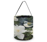 LYDSKGEQ Gift Bags,Halloween Tote Candy Bags Reusable Halloween Trick Or Treat Tote Bags Snack Grocery Bags with Handles Gardenia Flowers Birds Print Candy Bag, Gardenia Flowers Birds, One Size