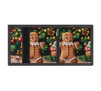 LYDSKGEQ Gingerbread Figurines Slim Rfid Blocking Trifold Wallet for Men Minimalist Front Zipper Pocket 8 Card Slots 1 Id Window & Key Hook Lightweight Credit Card Holder for Work Traveling