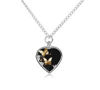 LYDSKGEQ Gold Butterflies Urn Necklaces for Ashes Personalized Human Pet Cremation Jewelry Customized Keepsake Locket Pendant with Filling Kit Memorial Gift for Dog Cat Lover Women Men(Heart)