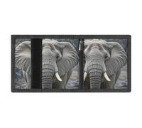 LYDSKGEQ Gray Elephant Slim Rfid Blocking Trifold Wallet for Men Minimalist Front Zipper Pocket 8 Card Slots 1 Id Window & Key Hook Lightweight Credit Card Holder for Work Traveling