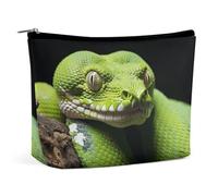 LYDSKGEQ Green Tree Python Makeup Bag Wide-Open Travel Bag Organizer for Toiletry Make Up Cosmetic Waterproof Portable Zipper Pouch Purse Lightweight Small Makeupbag Gift for Women Girl