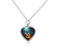 LYDSKGEQ Halloween Pumpkins Urn Necklaces for Ashes Personalized Human Pet Cremation Jewelry Customized Keepsake Locket Pendant with Filling Kit Memorial Gift for Dog Cat Lover Women Men(Heart)