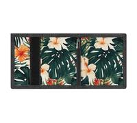 LYDSKGEQ Hawaiian Flower Palm Leaves Slim Rfid Blocking Trifold Wallet for Men Minimalist Front Zipper Pocket 8 Card Slots 1 Id Window & Key Hook Lightweight Credit Card Holder for Work Traveling