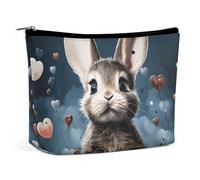 LYDSKGEQ Heart Shape And Bunny Makeup Bag Wide-Open Travel Bag Organizer for Toiletry Make Up Cosmetic Waterproof Portable Zipper Pouch Purse Lightweight Small Makeupbag Gift for Women Girl