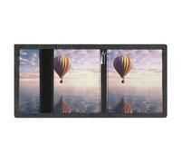 LYDSKGEQ Hot Air Balloon Over The Sea Slim Rfid Blocking Trifold Wallet for Men Minimalist Front Zipper Pocket 8 Card Slots 1 Id Window & Key Hook Lightweight Credit Card Holder for Work Traveling