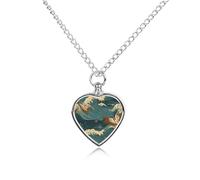 LYDSKGEQ Japan Wave Wallpapers Urn Necklaces for Ashes Personalized Human Pet Cremation Jewelry Customized Keepsake Locket Pendant with Filling Kit Memorial Gift for Dog Cat Lover Women Men(Heart)