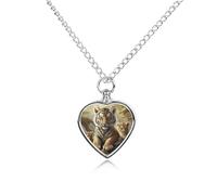 LYDSKGEQ Jungle Tigers Urn Necklaces for Ashes Personalized Human Pet Cremation Jewelry Customized Keepsake Locket Pendant with Filling Kit Memorial Gift for Dog Cat Lover Women Men(Heart)